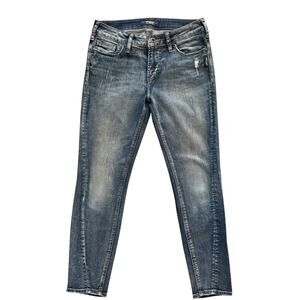 Silver Jeans Women's Size 29x27 29 Blue Aiko ankle skinny